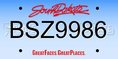 BSZ9986 South Dakota License Plate