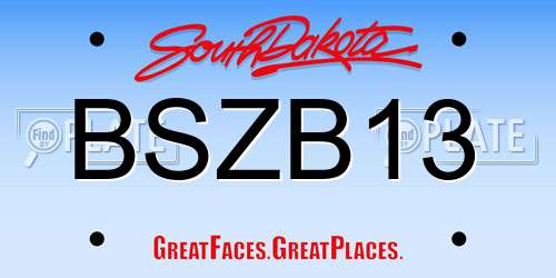 BSZB13 South Dakota License Plate