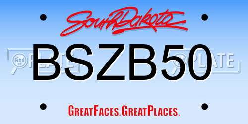 BSZB50 South Dakota License Plate