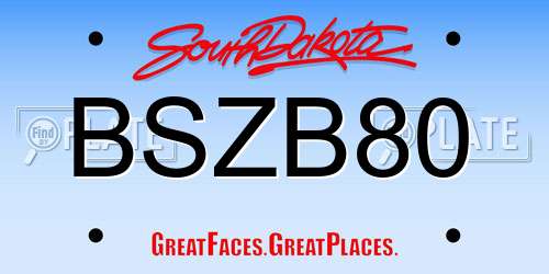 BSZB80 South Dakota License Plate