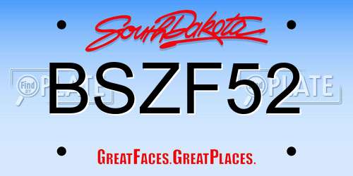 BSZF52 South Dakota License Plate