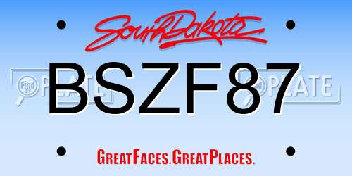 BSZF87 South Dakota License Plate