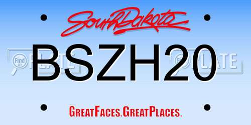 BSZH20 South Dakota License Plate