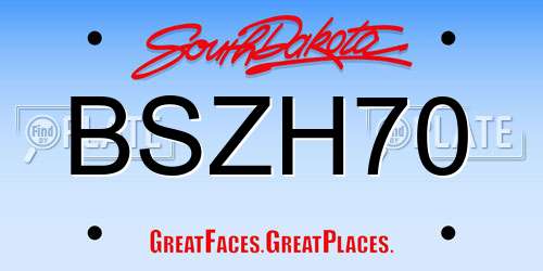 BSZH70 South Dakota License Plate