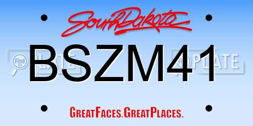 BSZM41 South Dakota License Plate