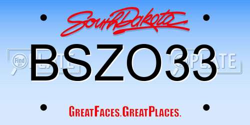BSZO33 South Dakota License Plate