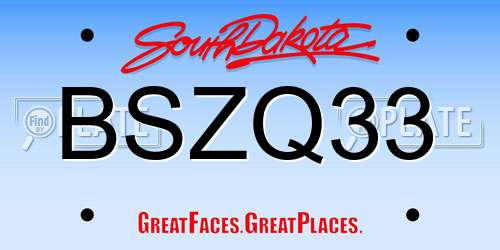 BSZQ33 South Dakota License Plate