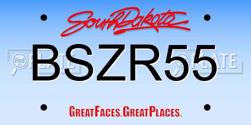 BSZR55 South Dakota License Plate