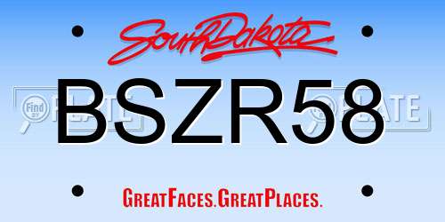 BSZR58 South Dakota License Plate
