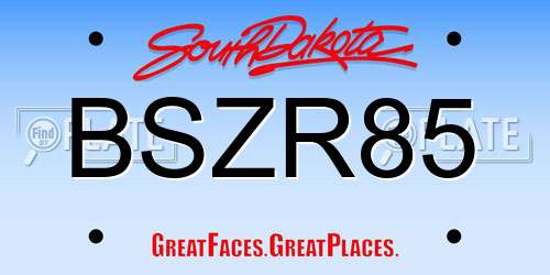 BSZR85 South Dakota License Plate