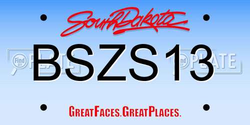 BSZS13 South Dakota License Plate
