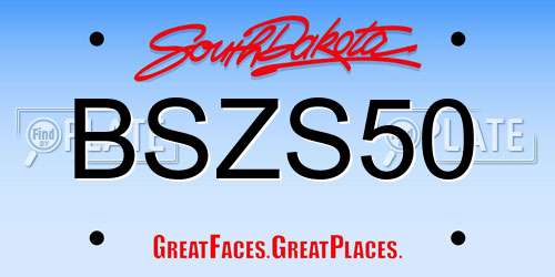 BSZS50 South Dakota License Plate