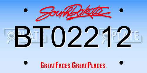 BT02212 South Dakota License Plate