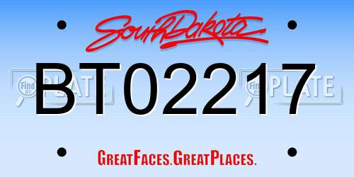 BT02217 South Dakota License Plate