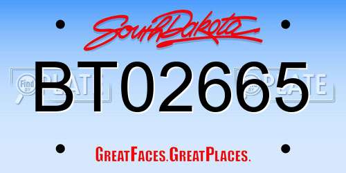 BT02665 South Dakota License Plate