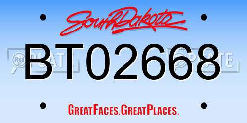 BT02668 South Dakota License Plate