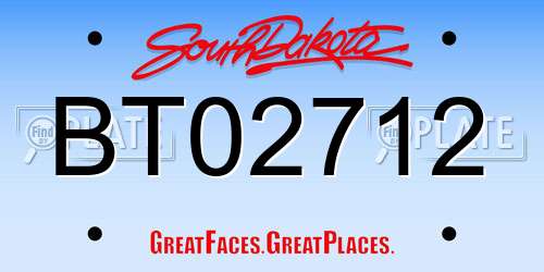 BT02712 South Dakota License Plate