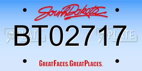 BT02717 South Dakota License Plate
