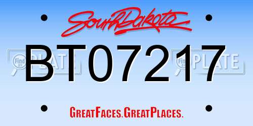 BT07217 South Dakota License Plate