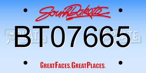 BT07665 South Dakota License Plate