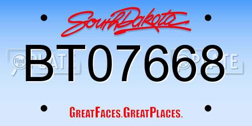 BT07668 South Dakota License Plate