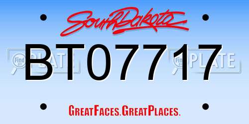 BT07717 South Dakota License Plate