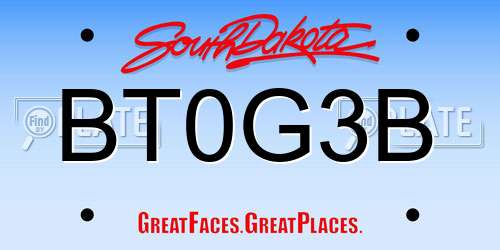 BT0G3B South Dakota License Plate