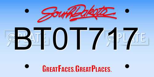 BT0T717 South Dakota License Plate