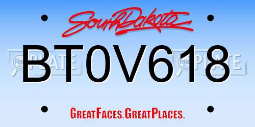 BT0V618 South Dakota License Plate