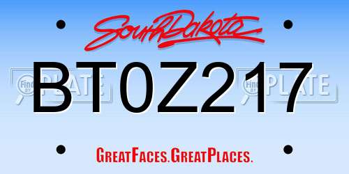 BT0Z217 South Dakota License Plate