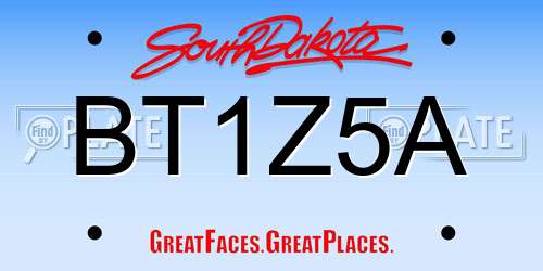 BT1Z5A South Dakota License Plate