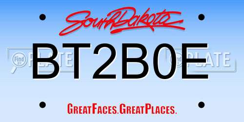 BT2B0E South Dakota License Plate