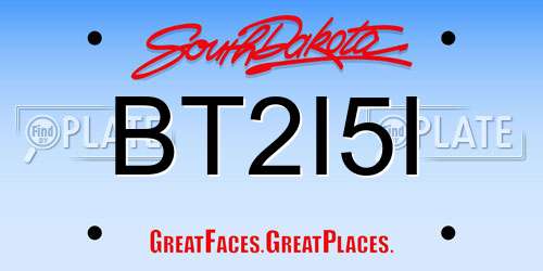 BT2I5I South Dakota License Plate
