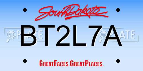 BT2L7A South Dakota License Plate