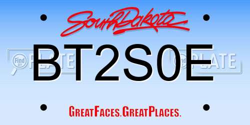BT2S0E South Dakota License Plate