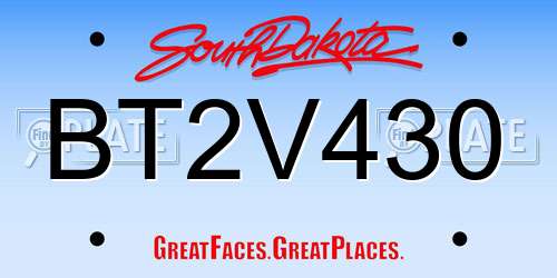 BT2V430 South Dakota License Plate