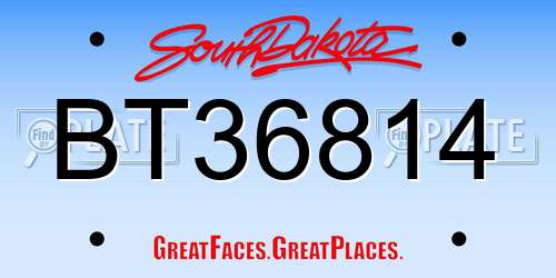 BT36814 South Dakota License Plate