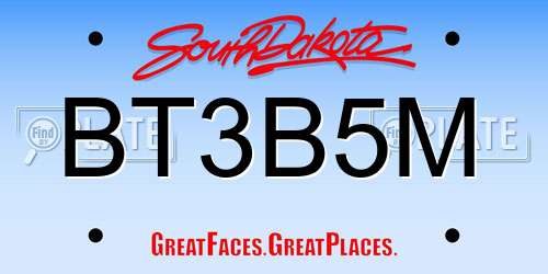BT3B5M South Dakota License Plate
