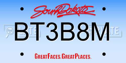 BT3B8M South Dakota License Plate