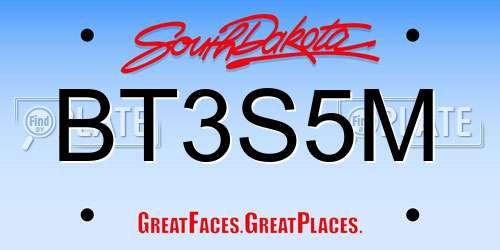 BT3S5M South Dakota License Plate