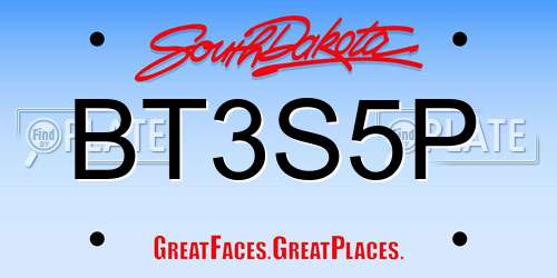 BT3S5P South Dakota License Plate
