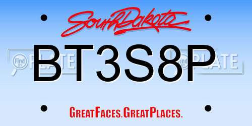 BT3S8P South Dakota License Plate