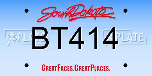 BT414 South Dakota License Plate
