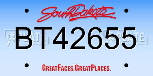 BT42655 South Dakota License Plate