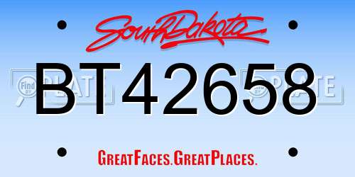 BT42658 South Dakota License Plate