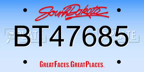 BT47685 South Dakota License Plate