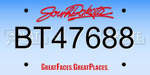 BT47688 South Dakota License Plate