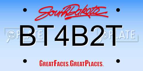 BT4B2T South Dakota License Plate