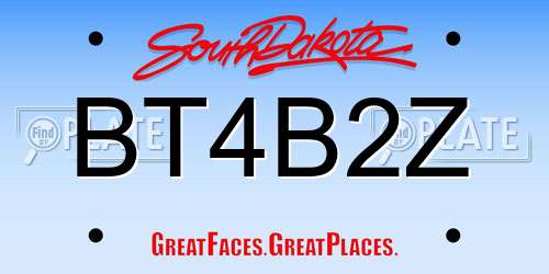 BT4B2Z South Dakota License Plate