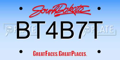 BT4B7T South Dakota License Plate